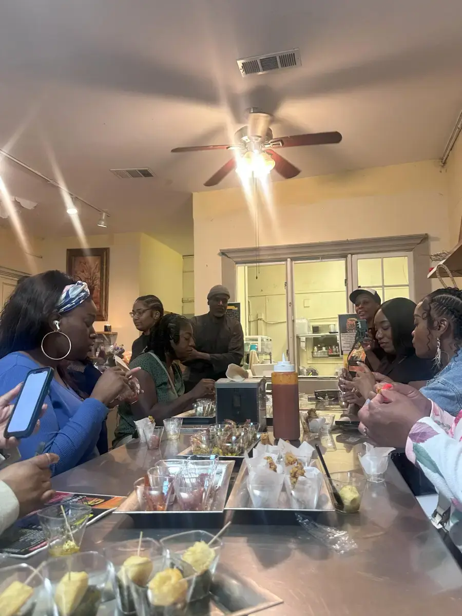 Guests sharing lunch