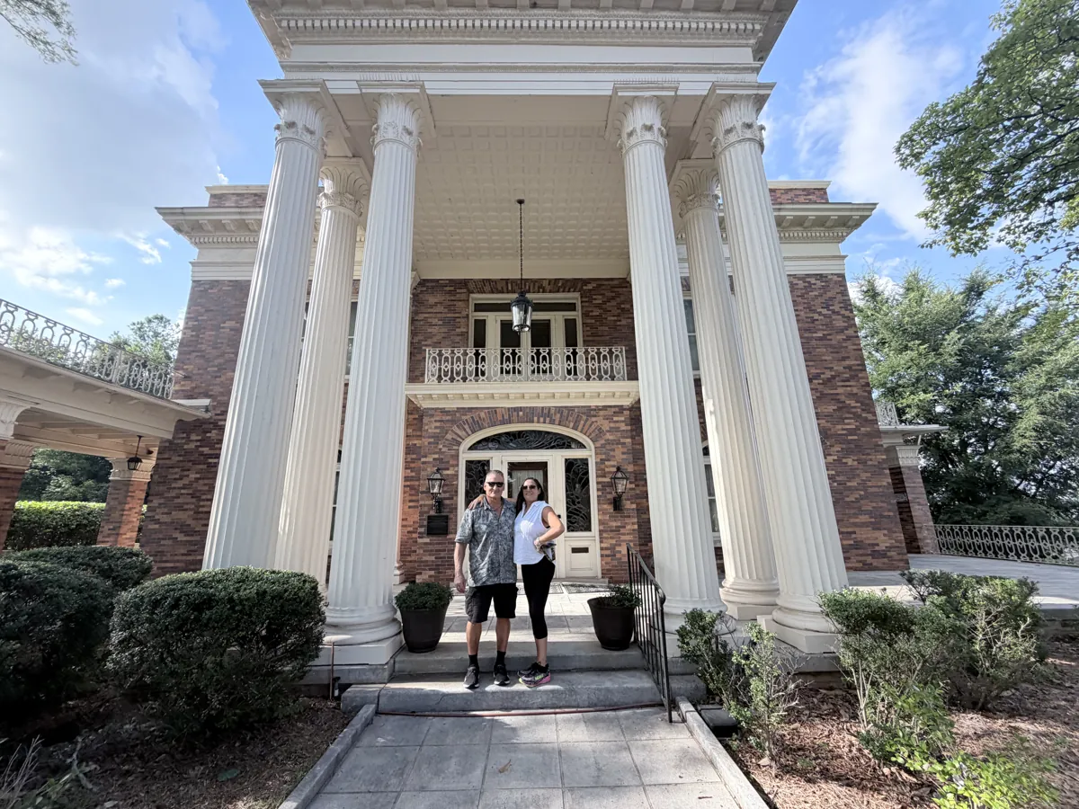 Guests at a historic columned home