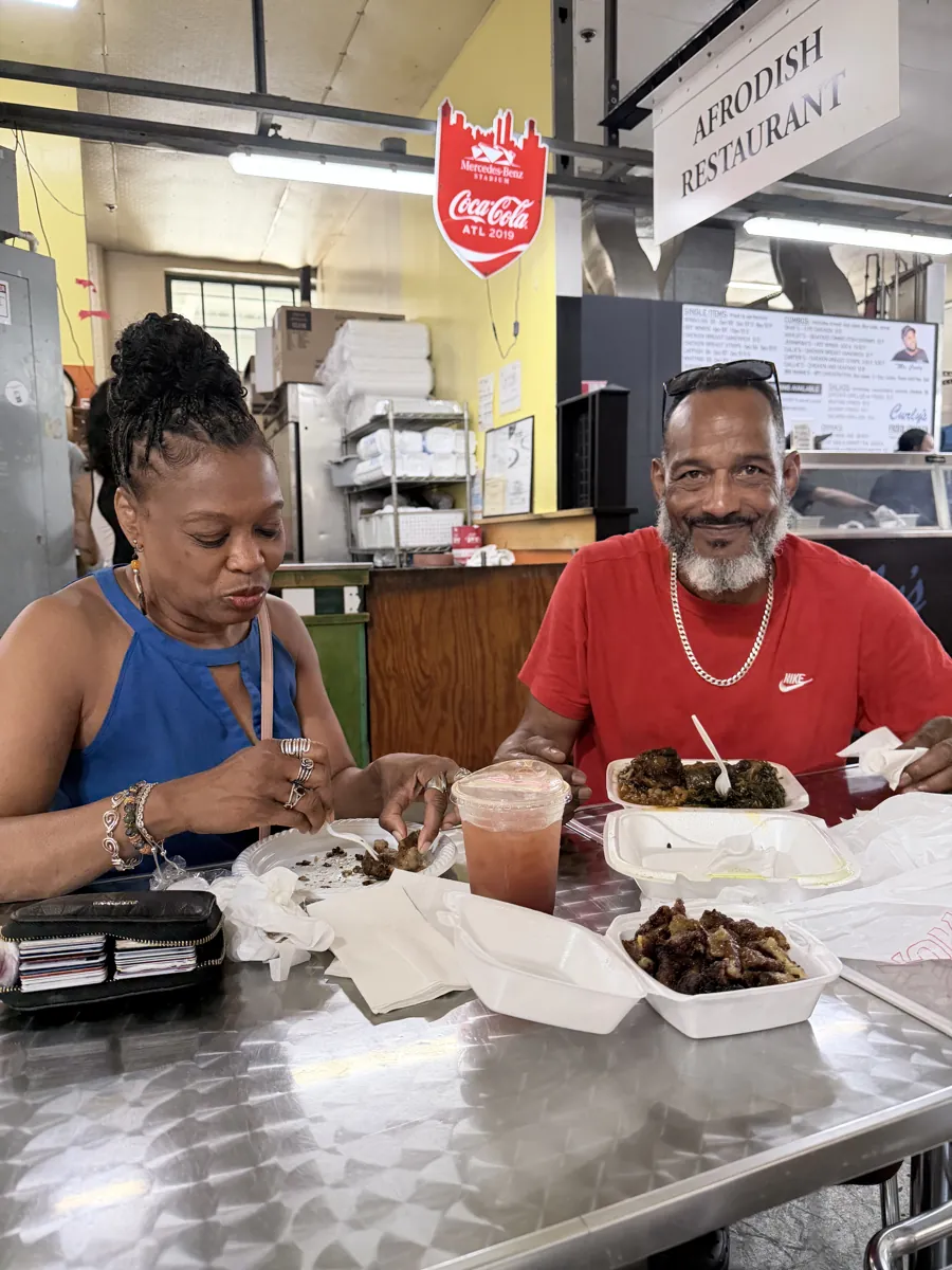 Guests eating at a soul food restaurant